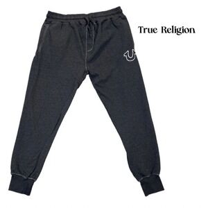 True Religion Jogger Sweatpants Mens Large Charcoal Stitch Loungewear Streetwear